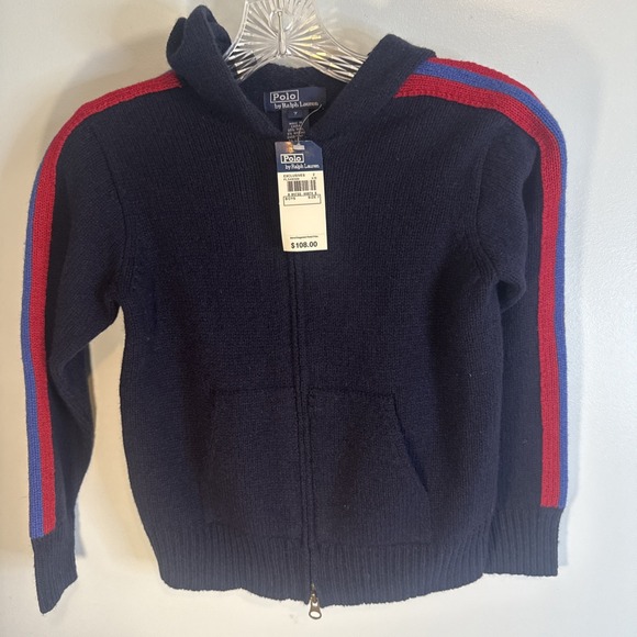 Vintage Polo Ralph Lauren Boys Size 7 Wool Rabbit Hair Hoodie Zip‎ Jacket